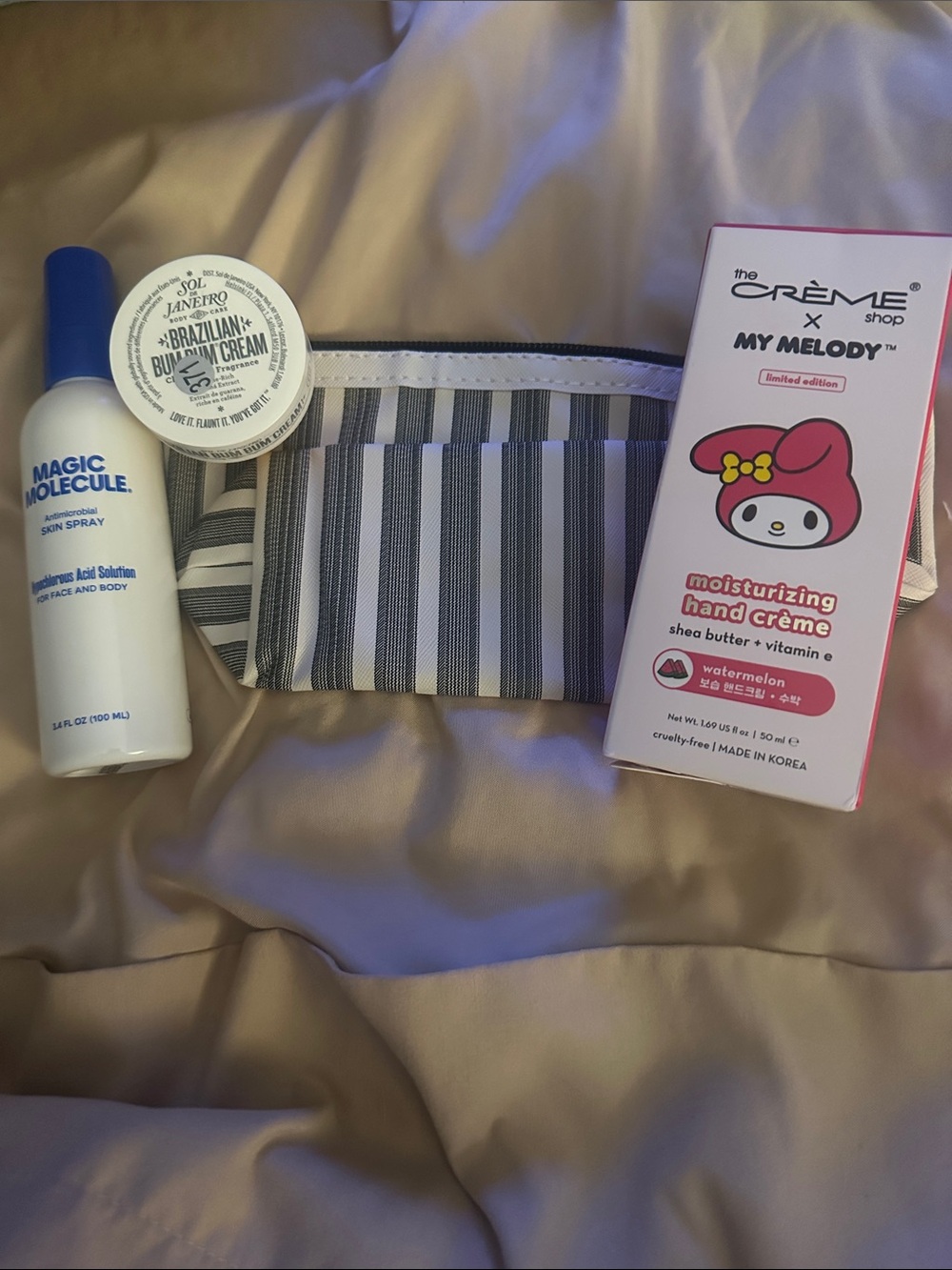 The Crème Shop cream, Magic Molecule, Sol de Janero bundle with bag